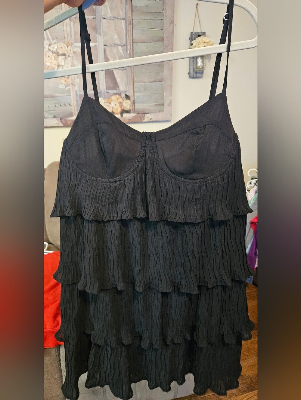 Le Lis Black Layered Ruffle Mini Dress